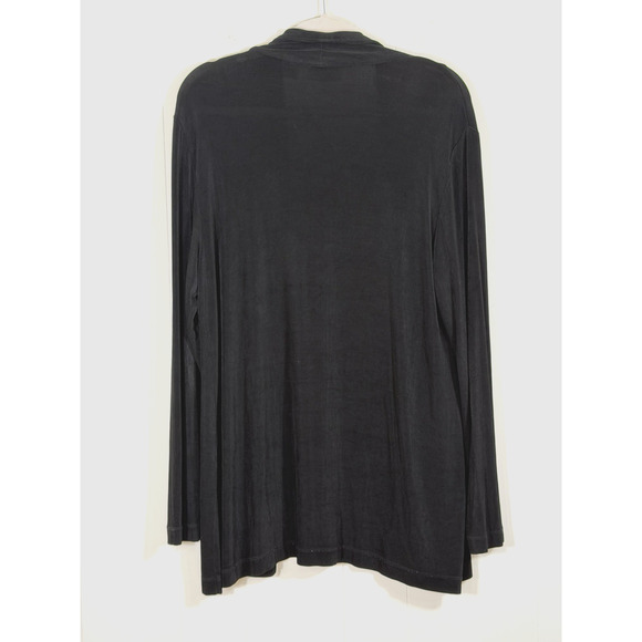 Chicos Travelers Open Front Slinky Knit Cardigan Sweater Size 2/Large Black - Picture 2 of 8